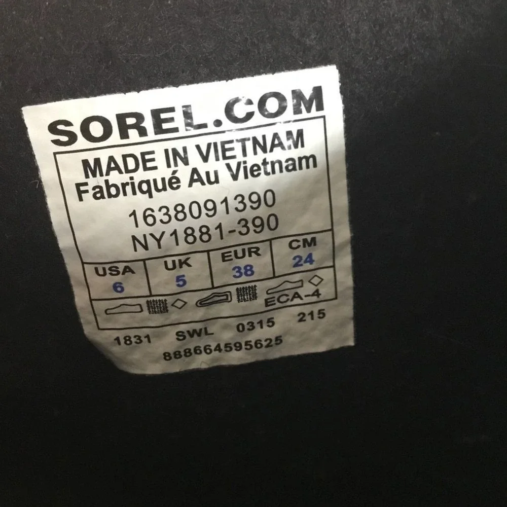 Sorel Adjustable Insulated‎ Waterproof Mid Calf Winter Boots Women 6 Vietnam